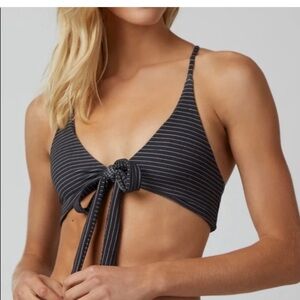 Boys + Arrows Black Striped Bikini Top